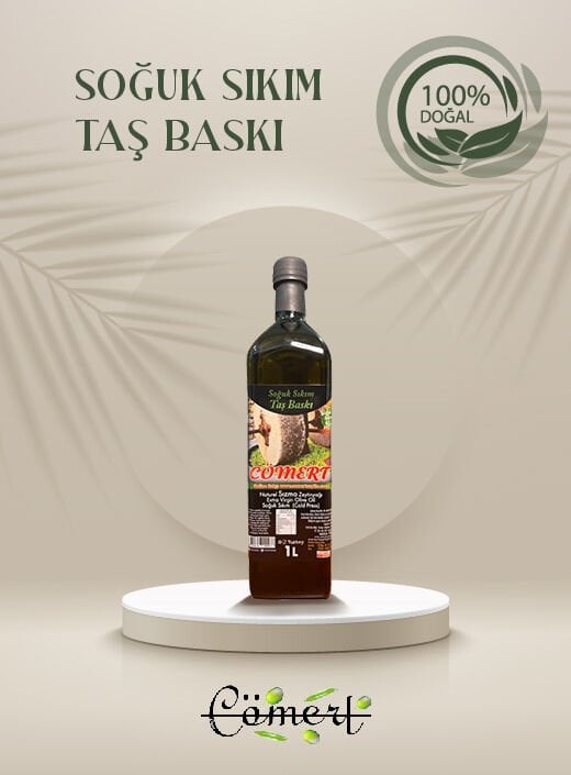 Taş Baskı Zeytinyağı 1 Lt Cam 2025-2026 (filitresiz)