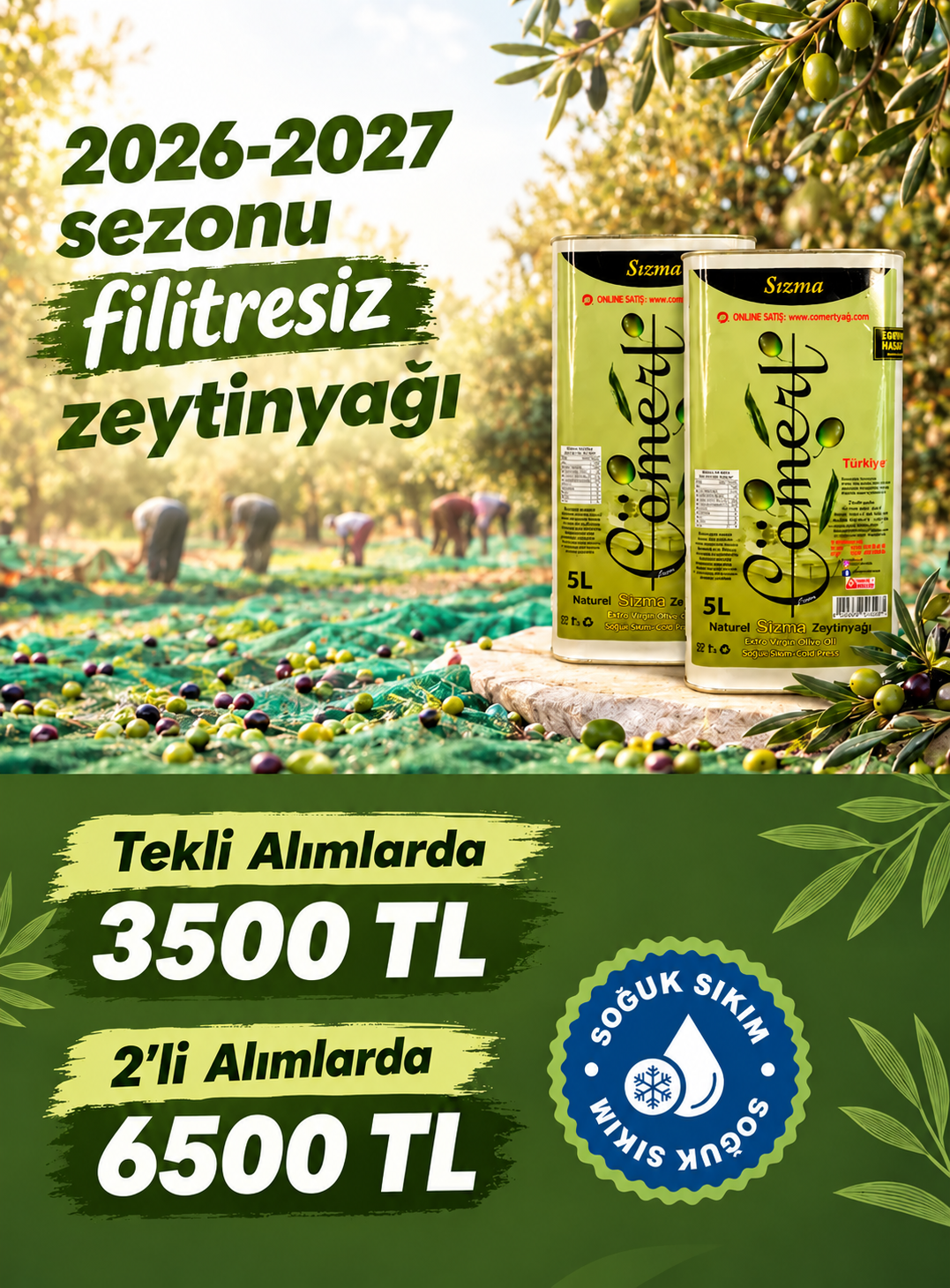 Erken Hasat 5 Lt Filitresiz 2026-2027 2 li Paket